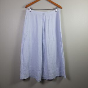 Christopher & Banks Light Blue Linen Blend Button Front Skirt Size 12
